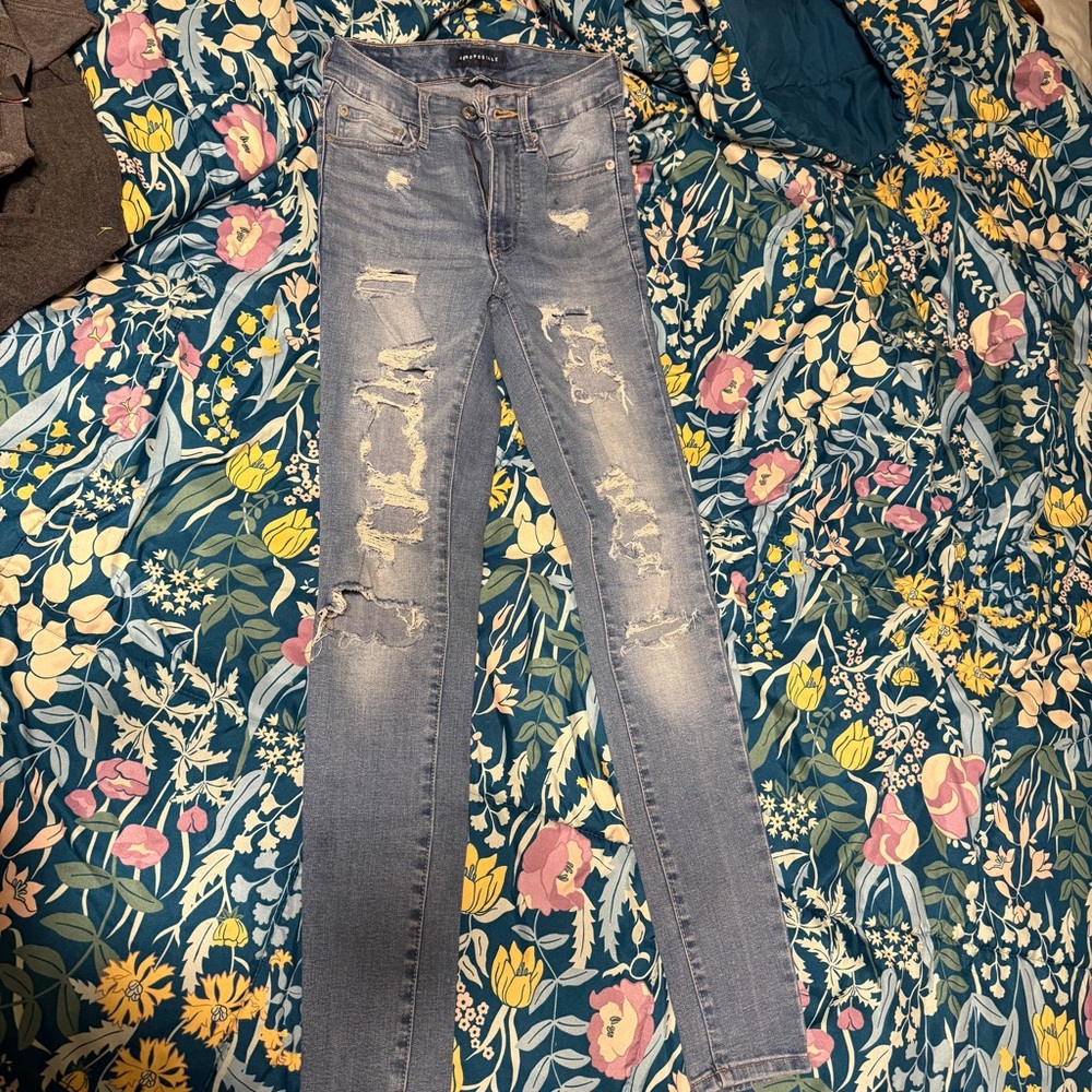 Aeropostale Light Blue Distressed Skinny Jeans